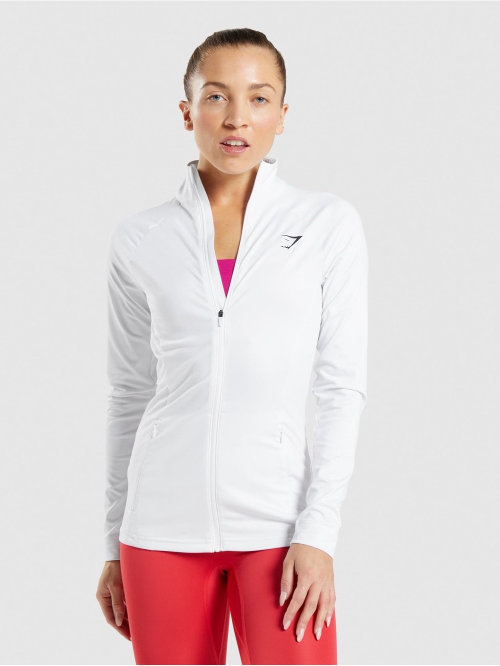 Gymshark Women’s White Training Zip Up Jacket Size M Atheltic Activewear